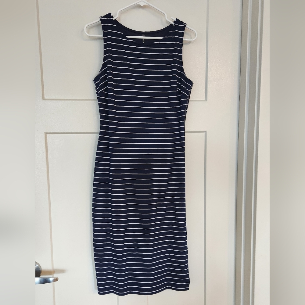 Marc NY By Andrew Marc Navy Striped Sleeveless Dress Size 6